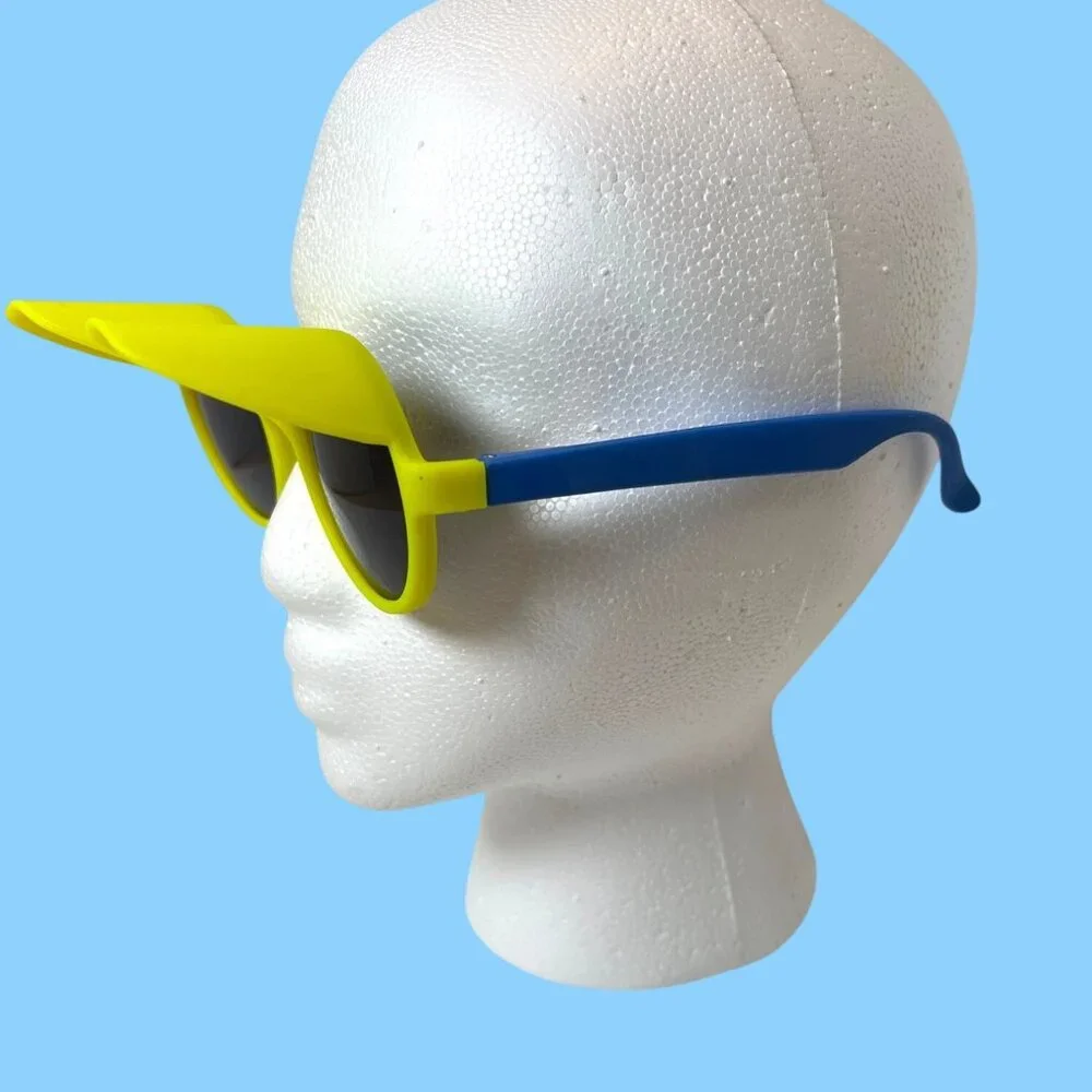 Yellow Sunglass Retro Back To Future Movie Futuristic Solar Shades Pizza Hut VTG - Picture 2 of 12